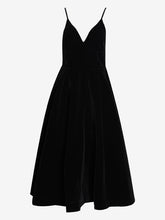 Velvet Dress V-Neck Spaghetti Straps V-Back Party Prom Midi Dresses